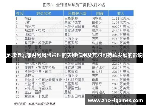 足球俱乐部财务风险管理的关键作用及其对可持续发展的影响